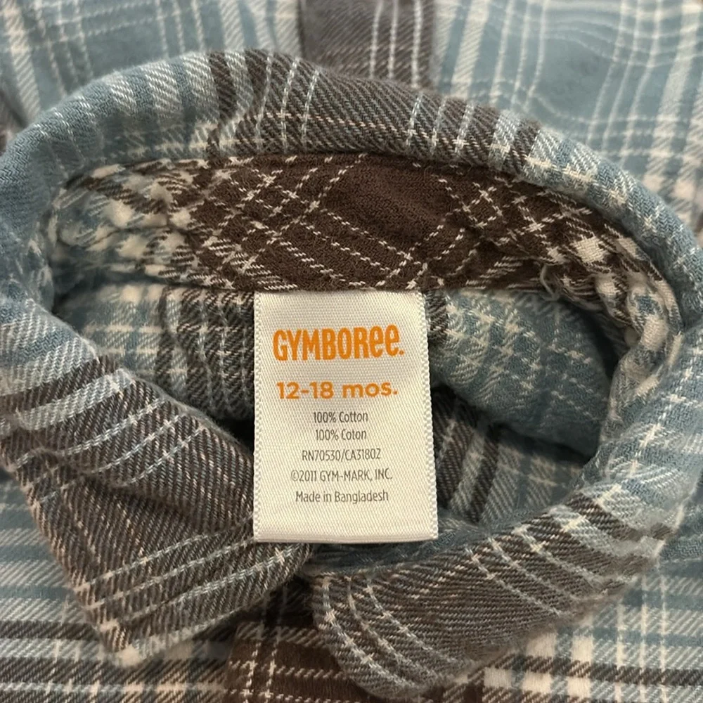 Gymboree plaid flannel button down shirt size 12-18 mths